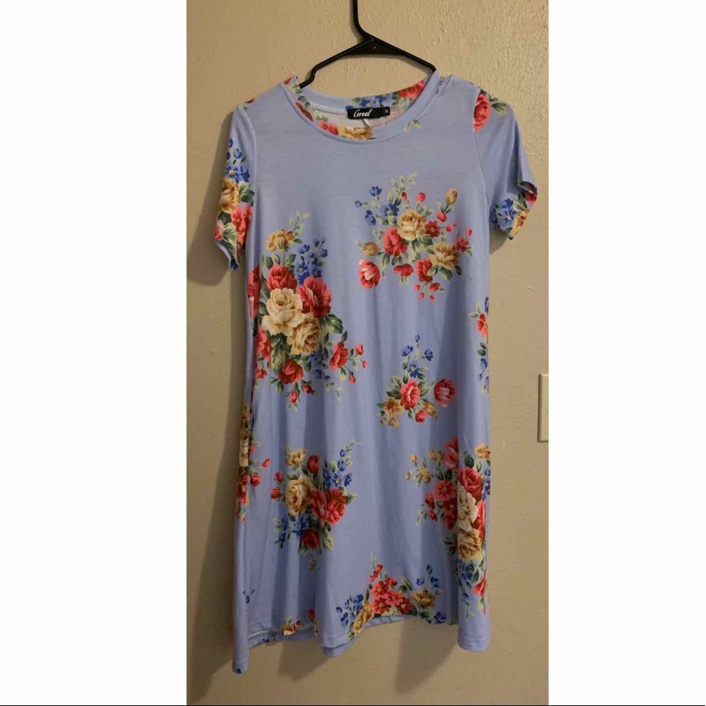 Medium Blue-floral mini dress